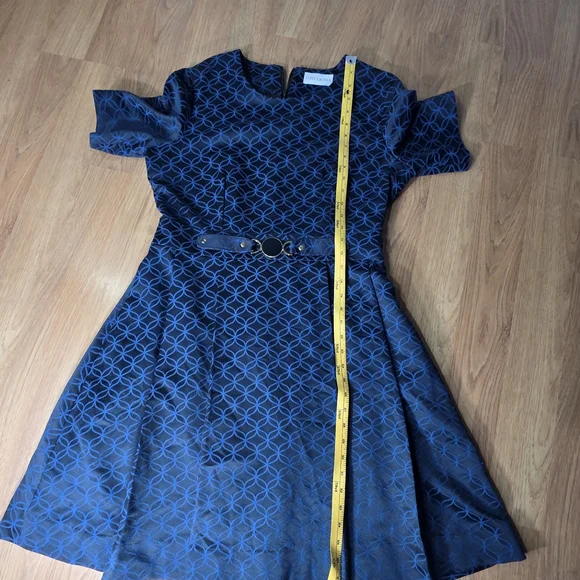 Estee Lauder Navy Patterned Midi Dress - Picture 5 of 11